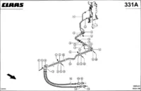 Гидравлические линии, реверсивный привод. линии. Гидравлика. Запчасти для комбайнов mega 370-360 № машины 84600011 - 84699999. Схема 1