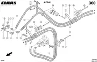 Гидропроводы, привод движения, 4-trac. Гидравлические линии. Гидравлика. Запчасти для комбайнов mega 370-360 № машины 84600011 - 84699999