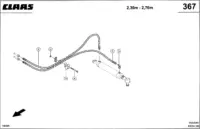 Гидропроводы, рулевой гидроцилиндр 2,30. Гидравлические линии. Гидравлика. Запчасти для комбайнов mega 370-360 № машины 84600011 - 84699999