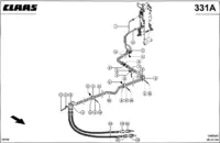Гидравлические линии, реверсивный привод. линии. Запчасти для гидравлики зерноуборочных комбайнов mega 350 № машины 83500011 - 83599999. Схема 1